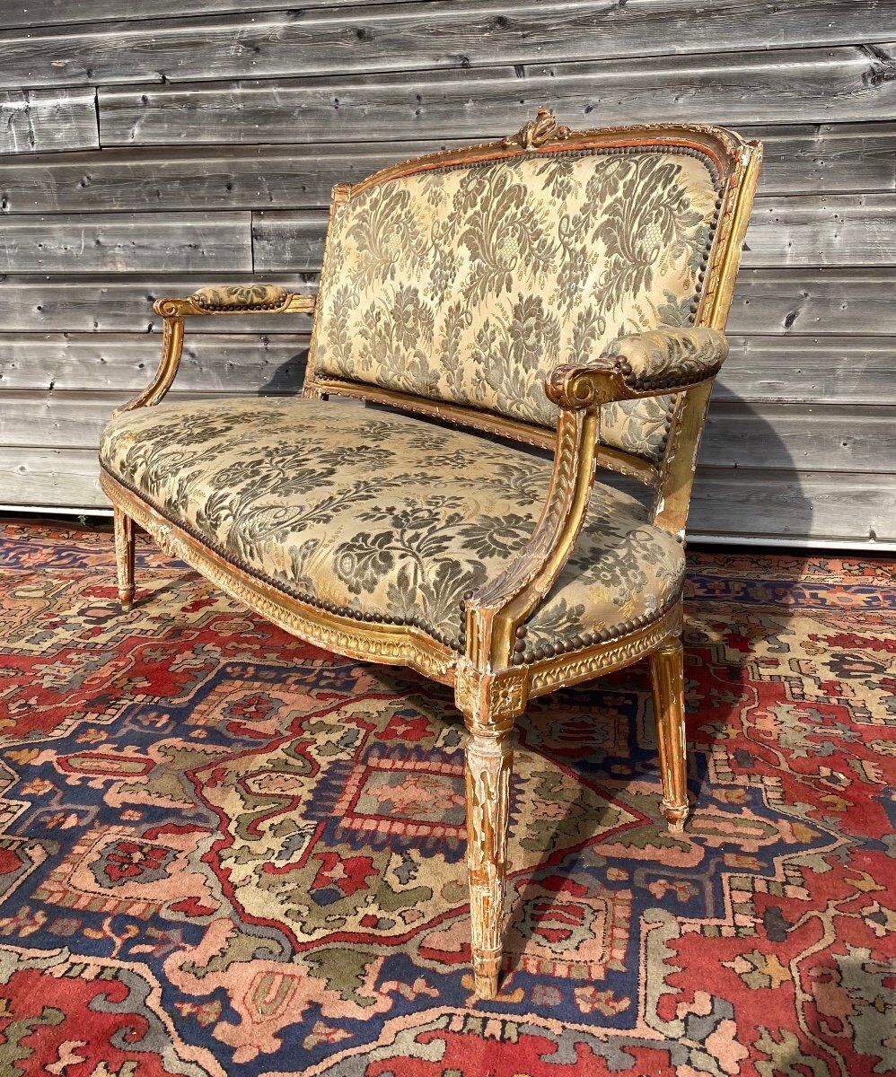 Gilded carved wooden bench louis XV XVIII century
