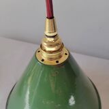 Conical pendant light in enamelled sheet metal