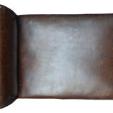 Old adjustable chair in wood and leather