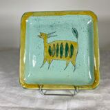 Small handmade glazed clay dish