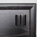 Mid-Century Modern Scandinavian Dark Raw Oak Sideboard with Wooden Handles, 1960s