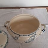 Soupière blanche et bleue