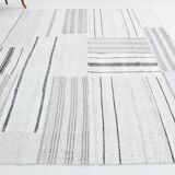 8x10 Contemporary White & Gray Solid Kilim Rug, 258x309Cm