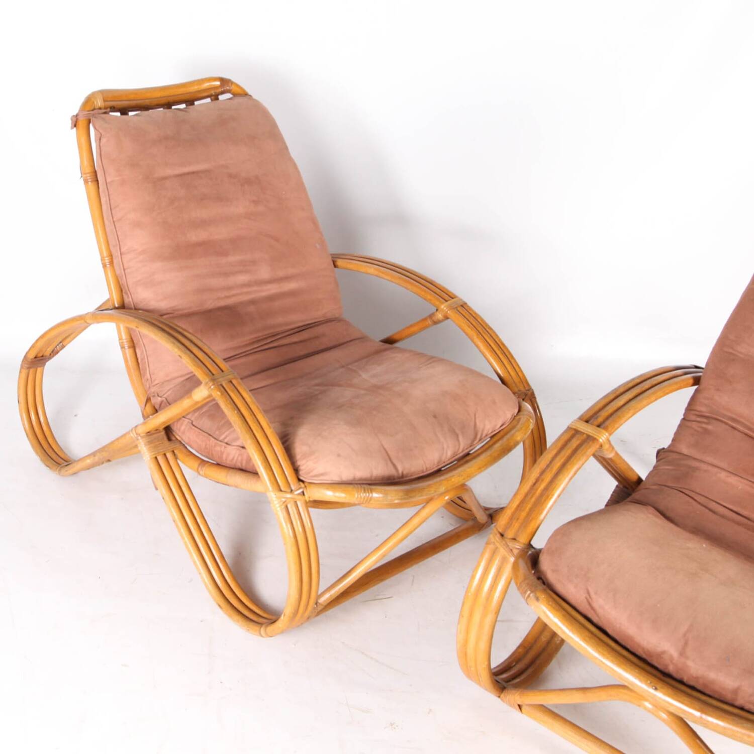 Pair of "Pretzel" rattan armchairs