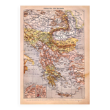 Lithographie carte Balkans 1897