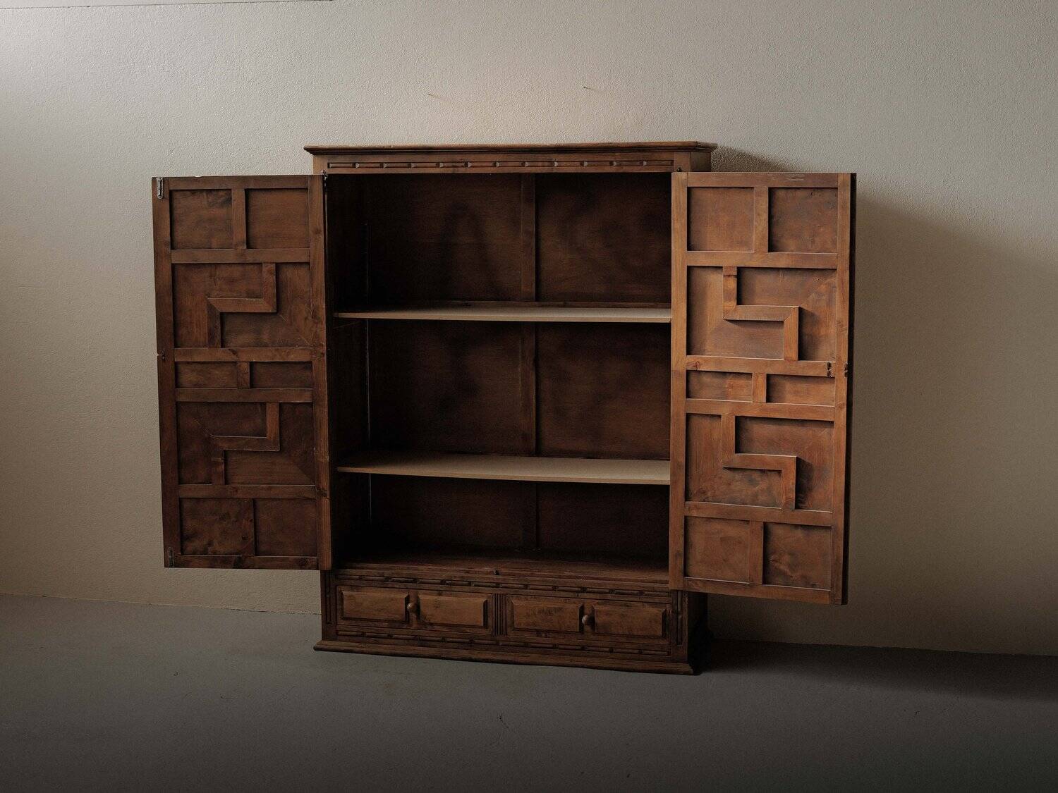Handcrafted two-door cabinet, Spain, circa 1950