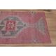 1970s Vintage Turkish Handmade Wool & Cotton Pink Runner Rug 83x307