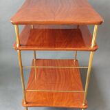 Table with three trays in solid mahogany and gilded brass 1950.