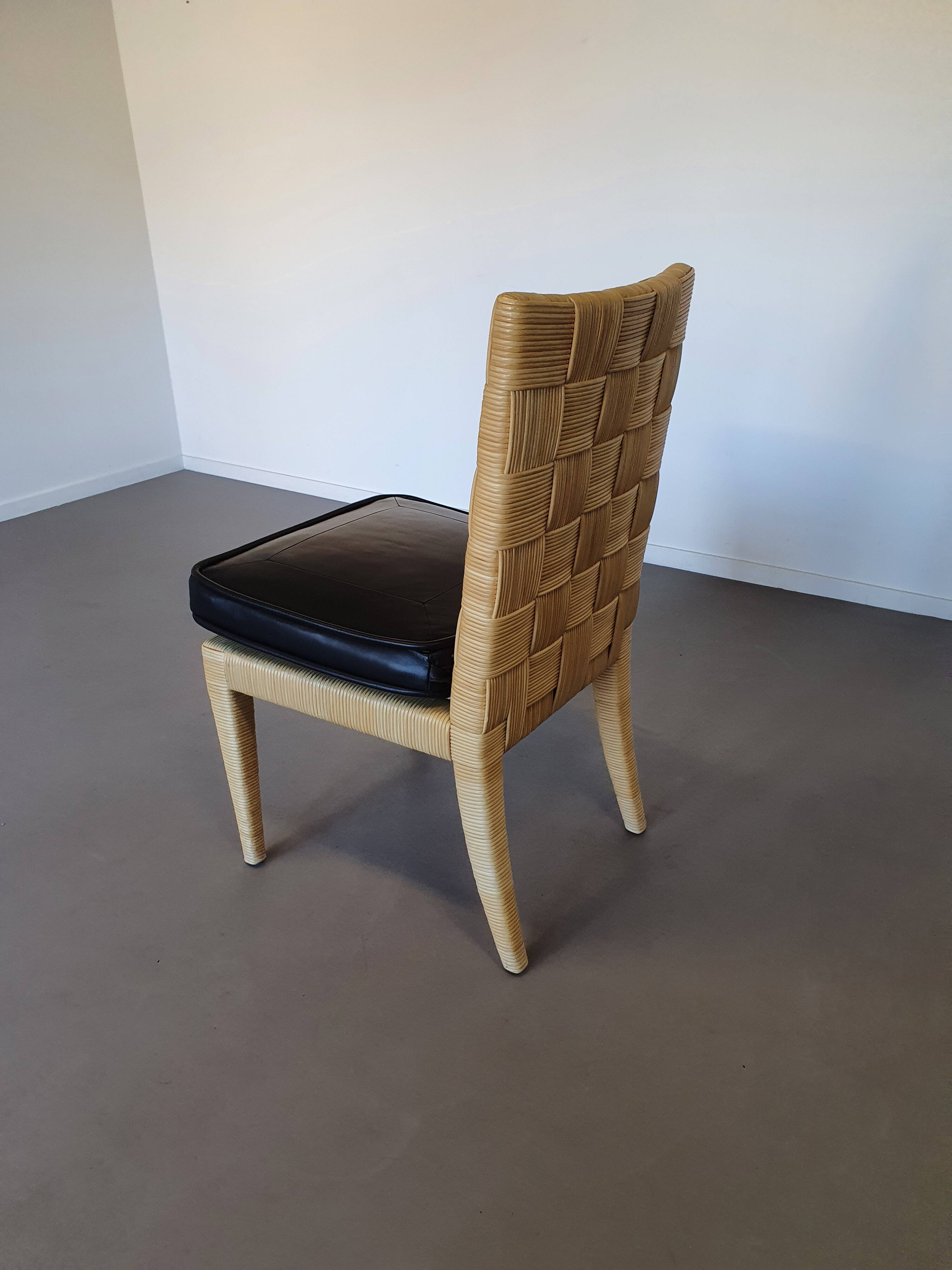 Donghia Block Island chairs 1990s original leather seats. 5 x armrests, 2 x without by John Hutton