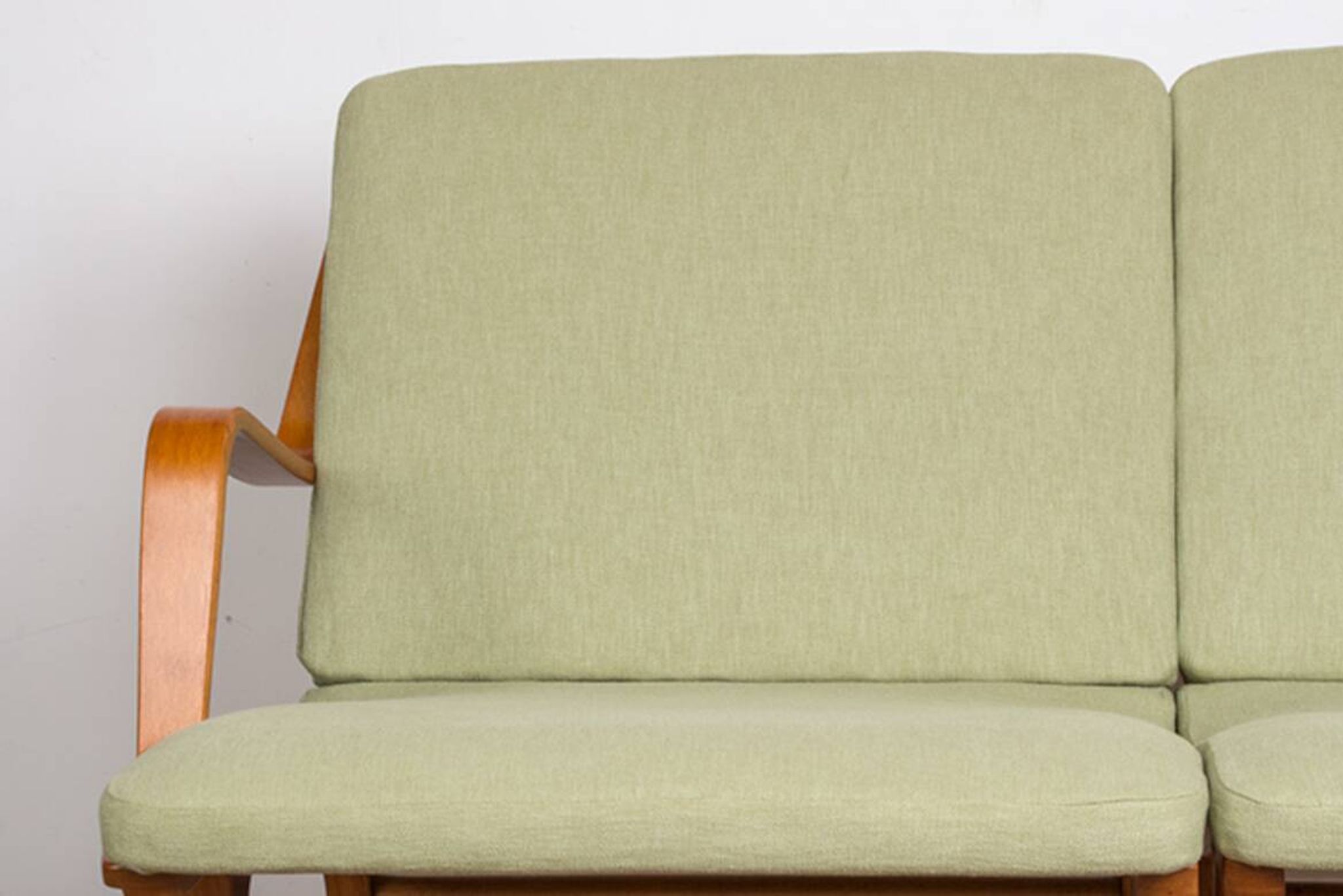 Danish 2-seater sofa in laminated beech and mahogany model AX by Peter Hvidt and Orla Molgaard-Nielsen for Fritz Hansen 1960