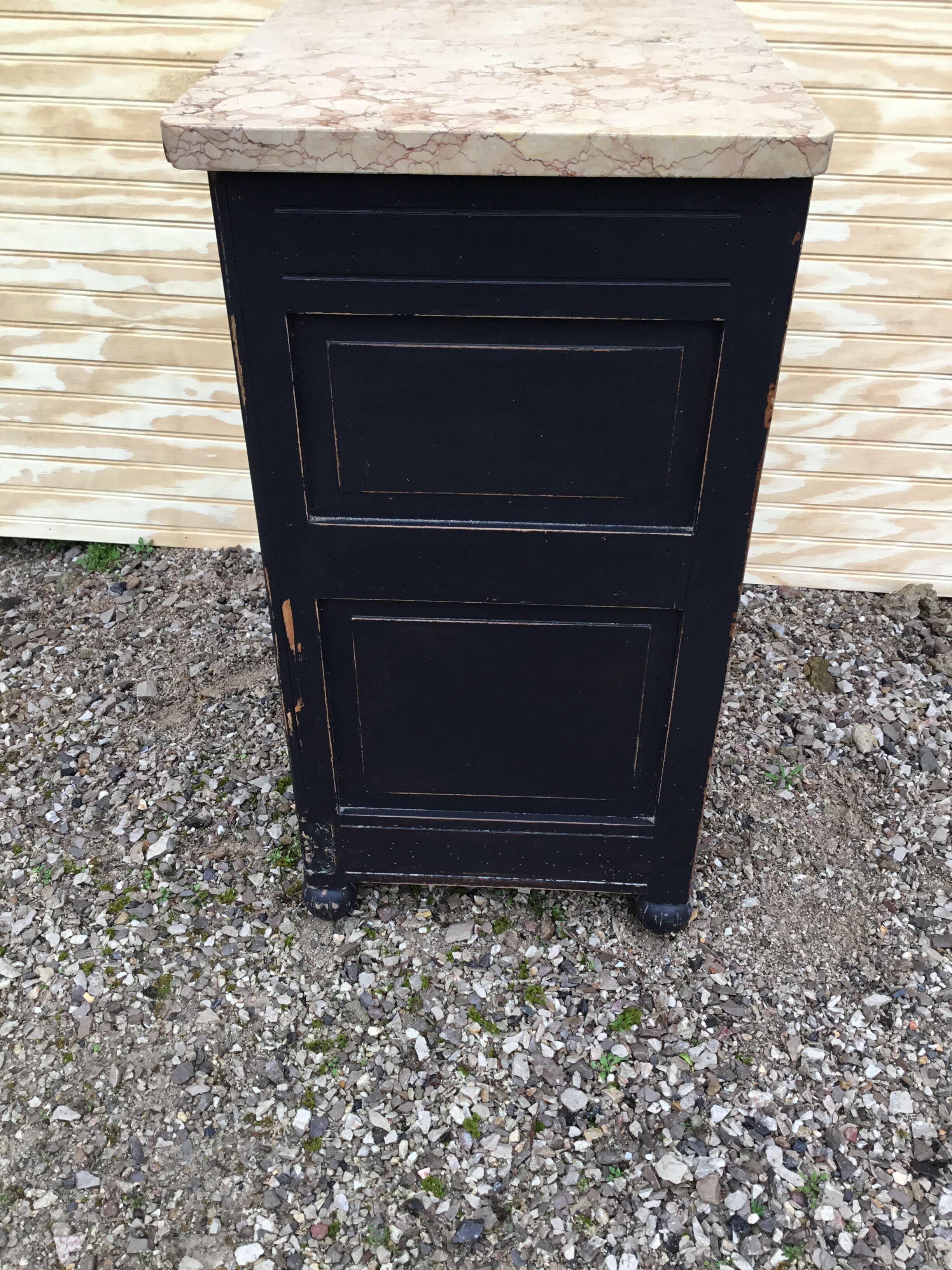 1940s walnut bedside on marble