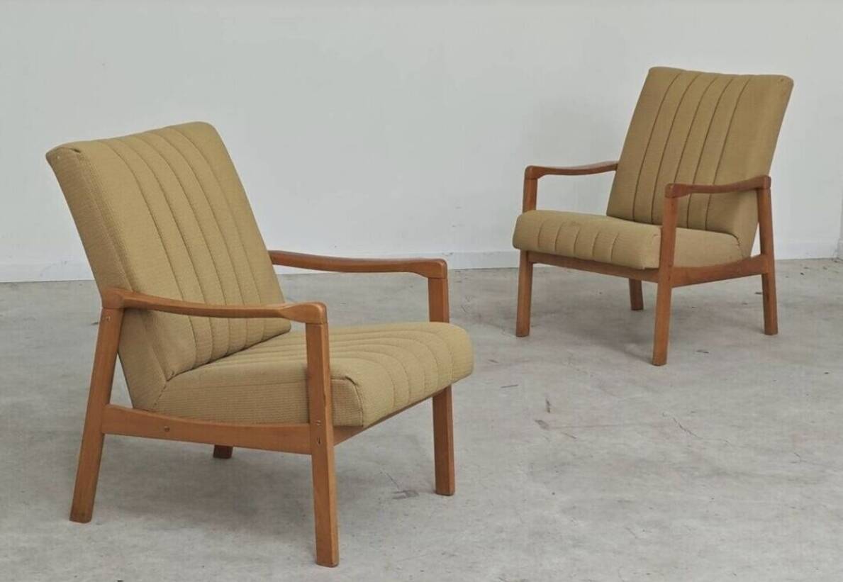 Pair of cream living room armchairs Jitona Sobeslav 1960