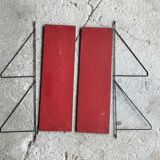 Set of 3 wall shelves thong with metal studs in pins - design 1950
