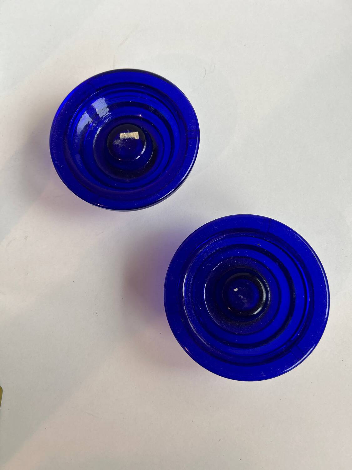 Pair of blue glass candlesticks