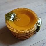 8 antique plates in majolica fish shape