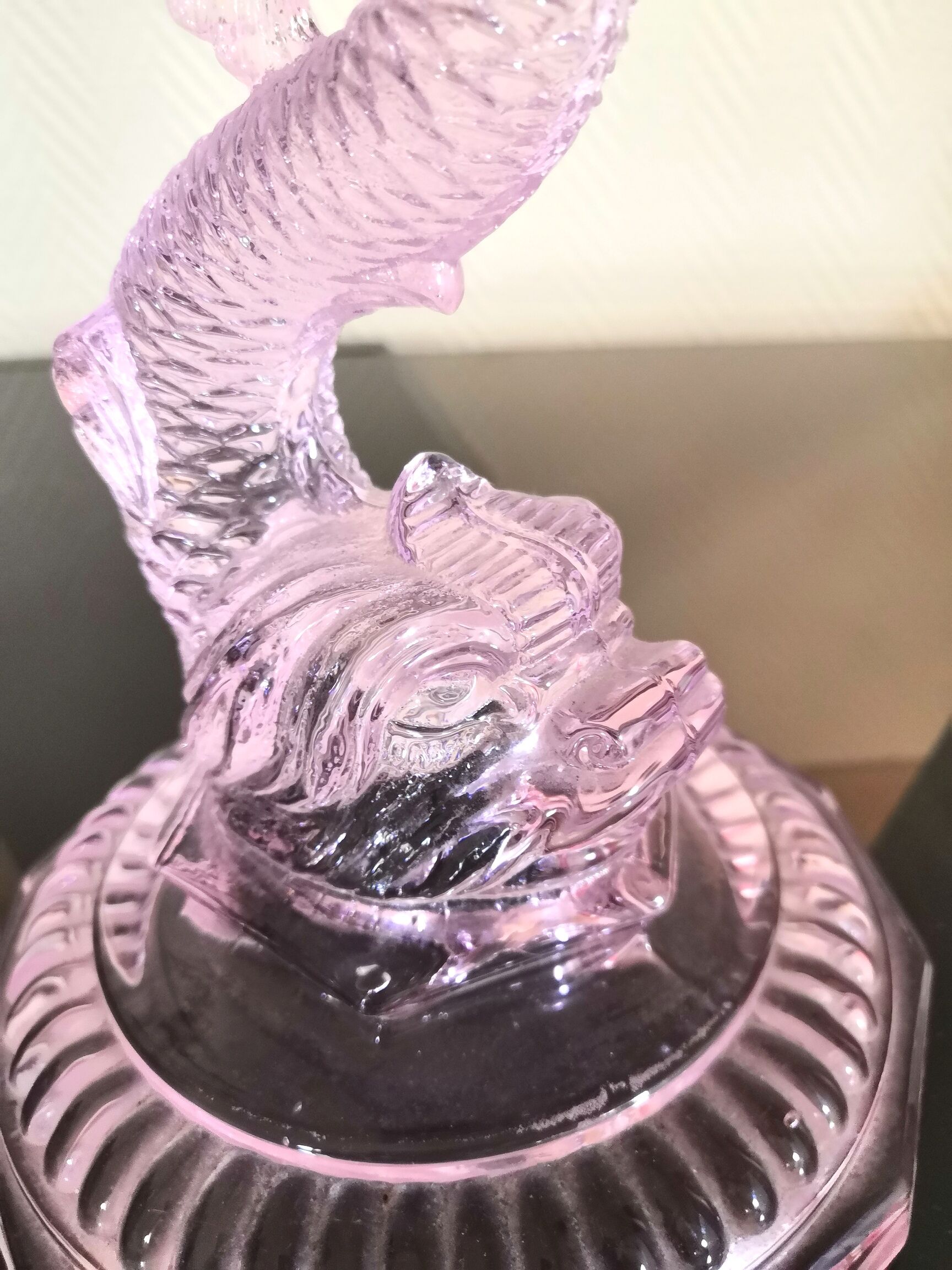 Fish pink glass vase koi design 70s