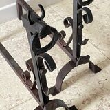 Pair of vintage steel brutalist andirons