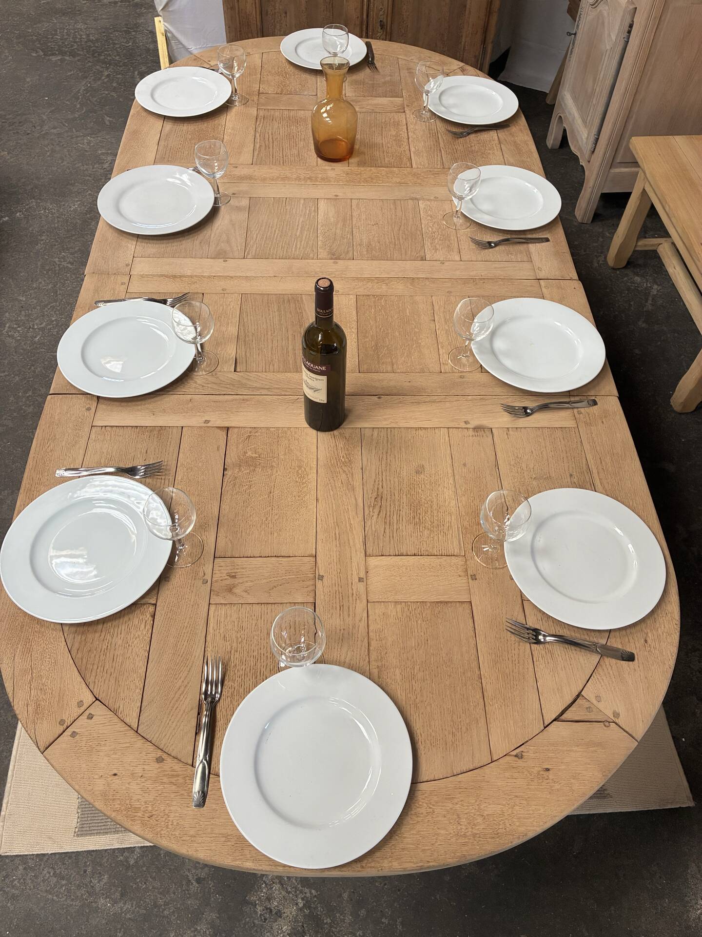 Solid oak farmhouse table with extensions
