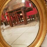 Old oval mirror gilded wood with gold leaf Napoleon III 60x51cm