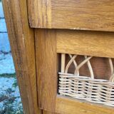 Rattan chest of drawers and vintage wood