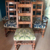 Series of 6 Louis XIII style chairs, in walnut