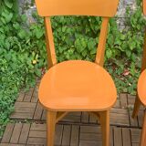 Paire de chaises bistrot caramel 1950