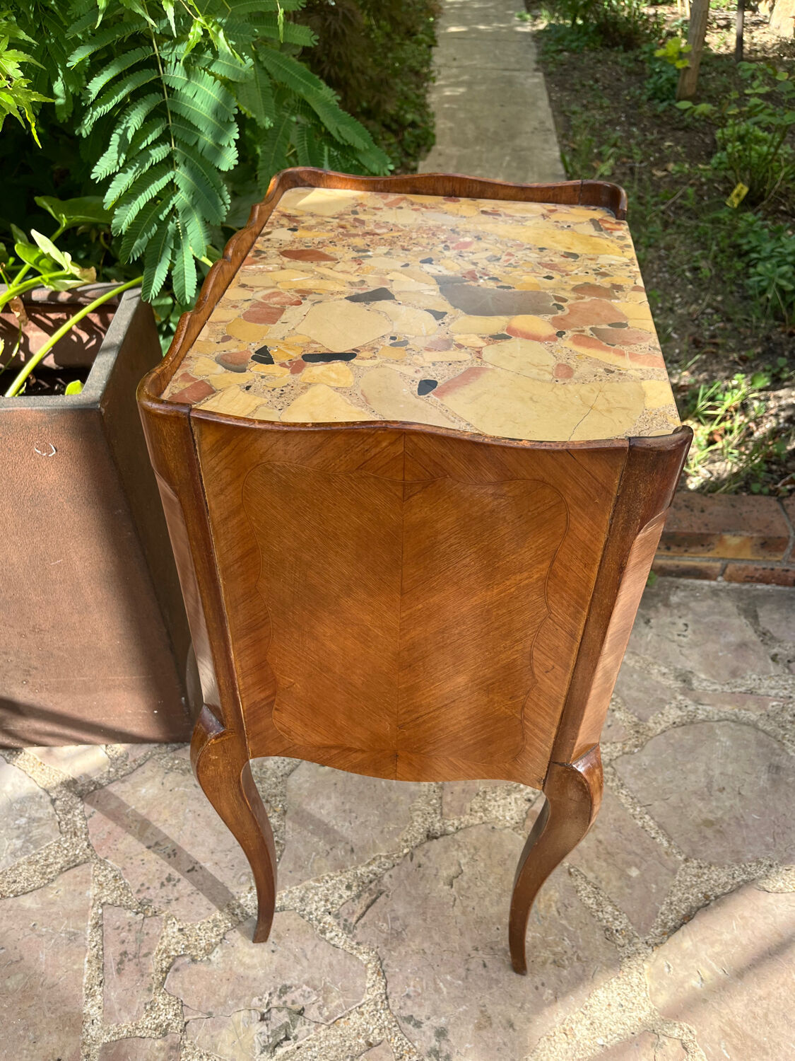 Old wooden bedside table