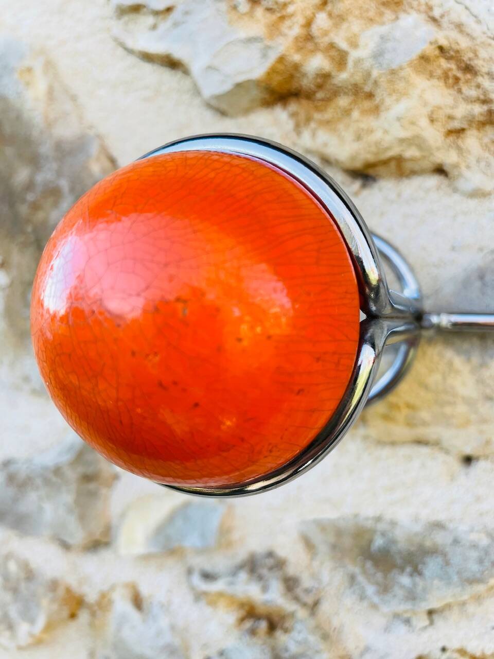 Space Age Chrome and Wood Wall Coat Rack 1970s