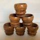 Six olive wood egg cups