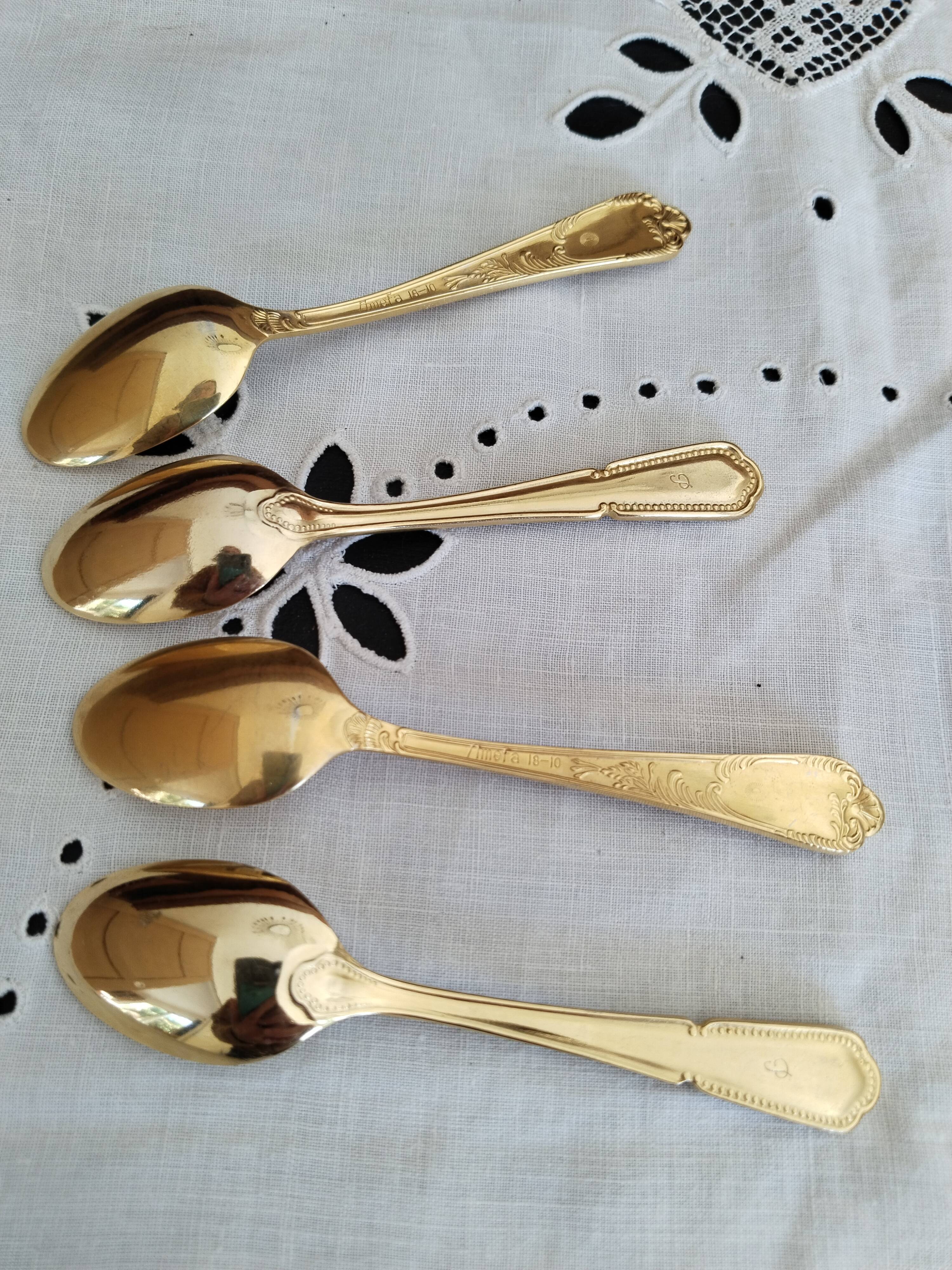 Golden teaspoons, vintage 70s
