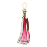 Lampe de table violet rose en cristal Val Saint Lambert Swirl années 60