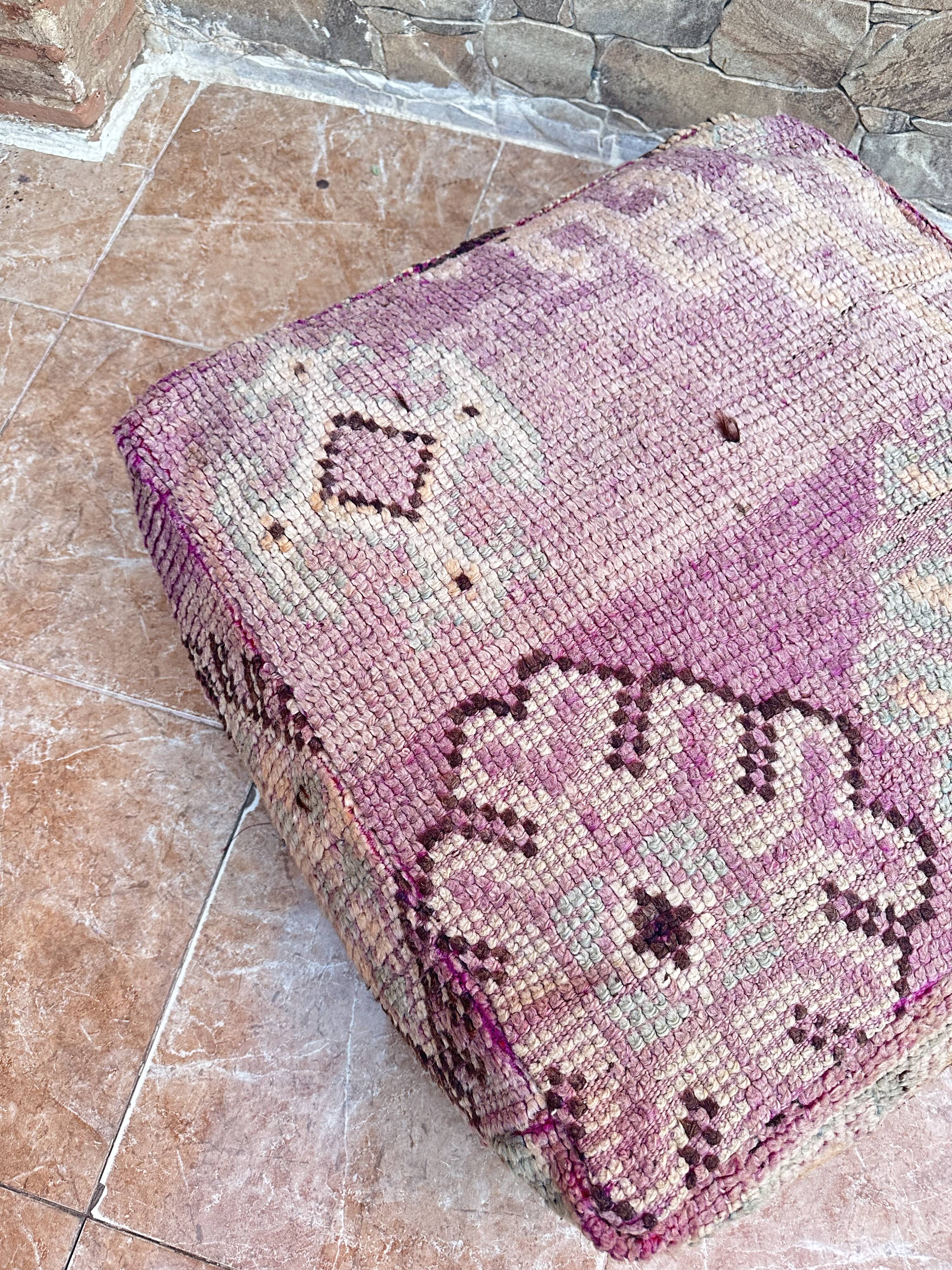 Handmade Berber Kilim pouf, floor cushion
