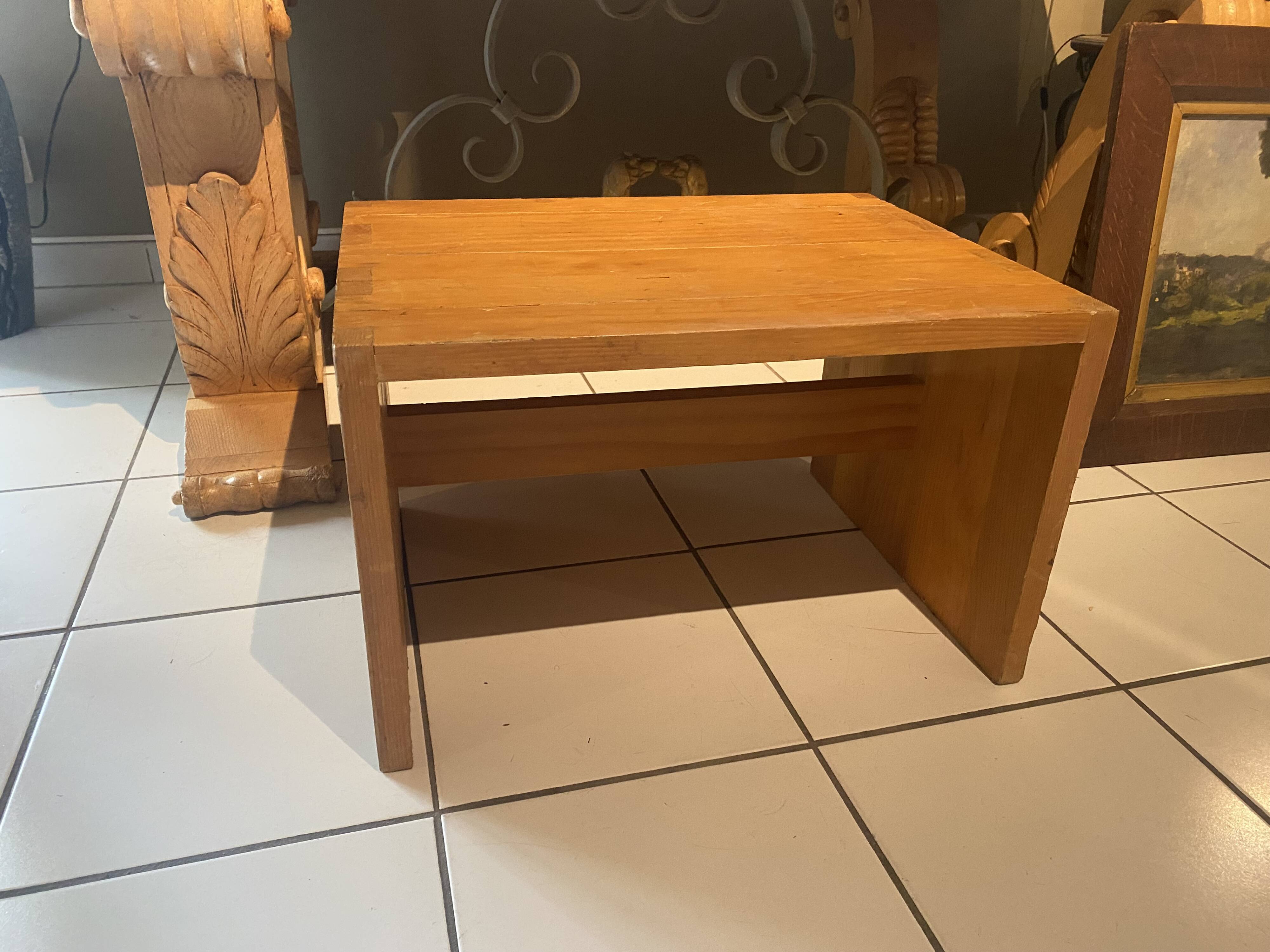 Pine table by Roland Haeusler for Maison Regain, 1960s