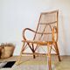 Fauteuil ancien en rotin large dossier