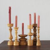 Scandinavian Wooden Candleholders, Set of 6