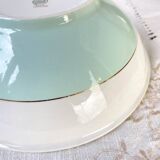 Vintage white and green porcelain salad bowl, Luneville, Epinay, France, 1950s