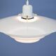 Danish hanging lamp in white with brass accent, 1980s