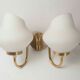 Pair of 60s brass and opaline sconces