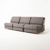 Modular 3 seat folding sofa / chairs, former Czechoslovakia in fabric and l