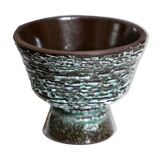 Pot de fleur en céramique turquoise et marron, années 50