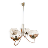 Lustre Gaetano Sciolari, 4 feux, en chrome et verre fumé, 1970