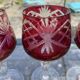 Set of 6 cut crystal wine glasses lined with ruby red (Style Ro)