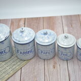 Set of 5 spice pots in enamelled sheet metal