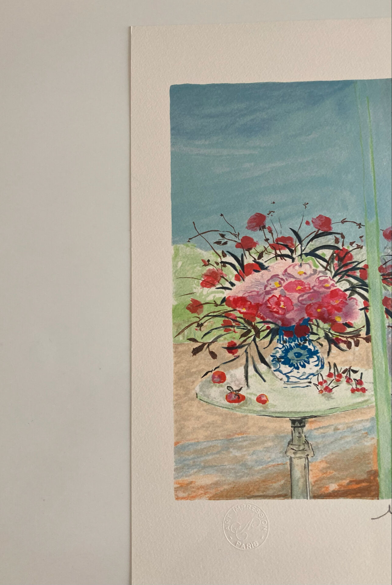 Lithographie signée De l’artiste Français Michel Henry - Fleurs