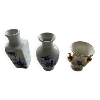 LOT DE 3 VASES PORCELAINE