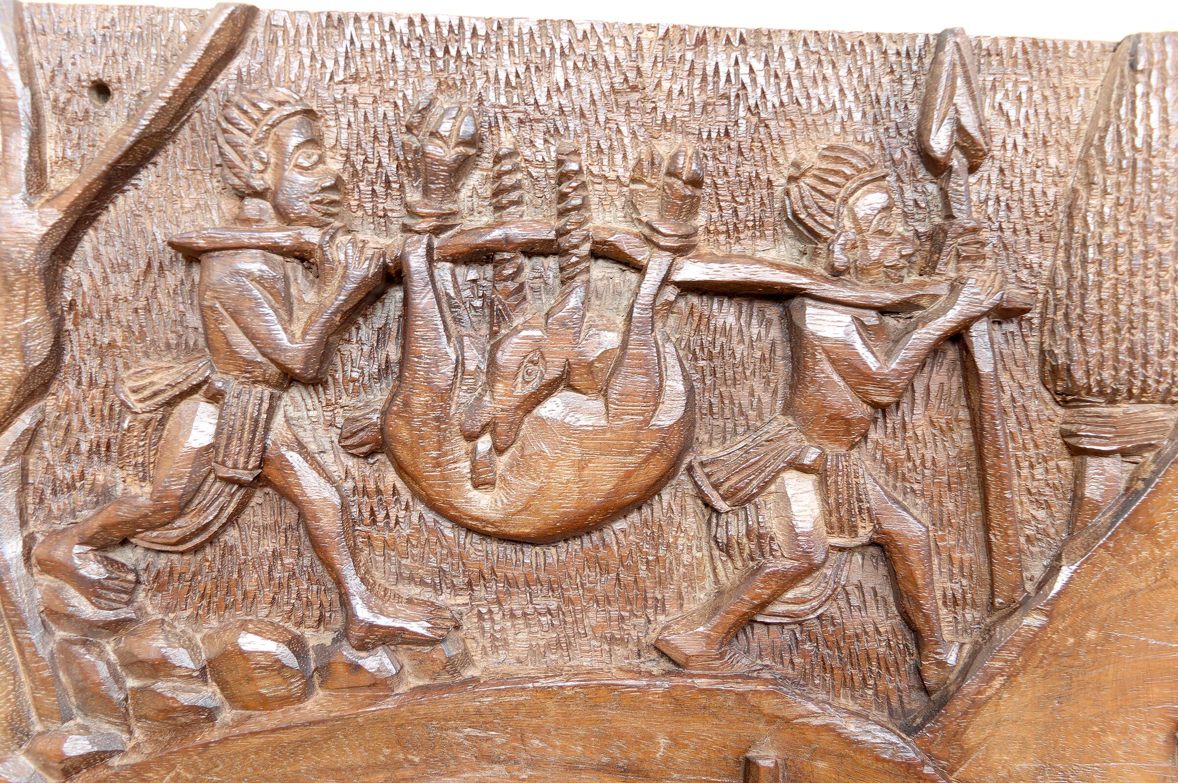 Important Monoxyle Panel, Bamoun Bas-Relief, Cameroon, Circa 1960