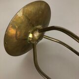 Modernist sculptural brutalist floor brass candleholder, Germany, 1950s