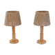 Pair of Scandinavian lamps in wood and rope 1970