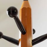 Orange wood Memphis-style Pencil Coat Rack, XL vintage 1980s, Italy by Artema