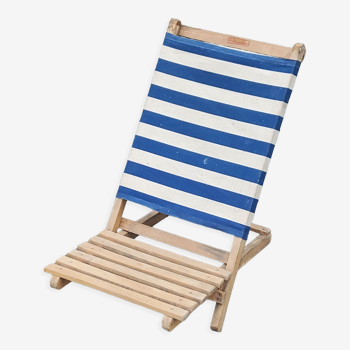 Chaise de plage italienne Baretti la portabiti  des années 50 à lattes et tissu à rayures